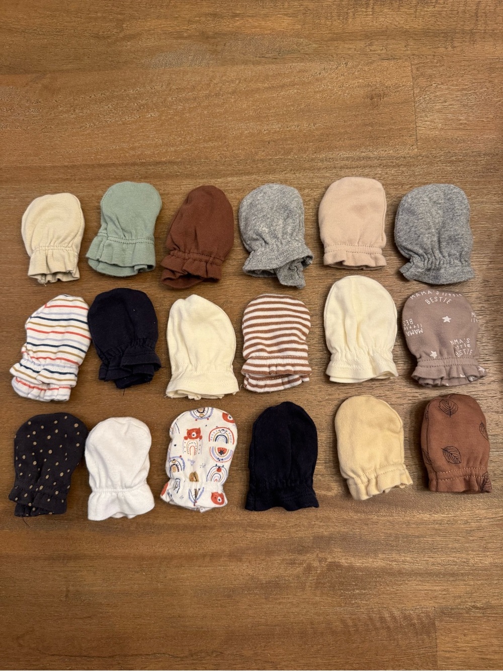 Baby Neutral & Patterned Mittens Set - 18 Pack
